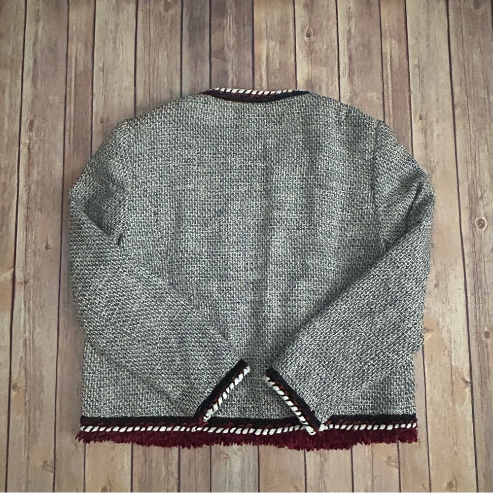 Zara Black and White Tweed Jacket | Size XL - Picture 6 of 9